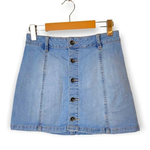 Vans Blue Denim Front Button Mini  Skirt - Picture 1 of 7